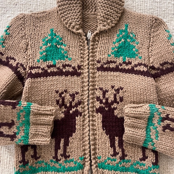 Vintage Cowichan Moose Children’s Zip Up Sweater Jacket - Picture 2 of 4